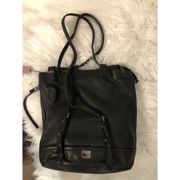 NWT KOOBA BLACK CANYON SLING BACKPACK - GENUINE LAMB LEATHER DOUBLE STRAP $398 - Picture 8 of 10